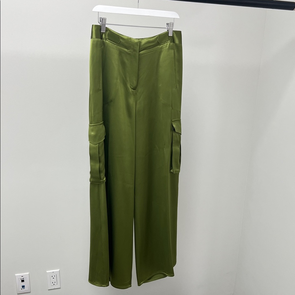 Ronny Kobo Olive Satin Cargo Trousers